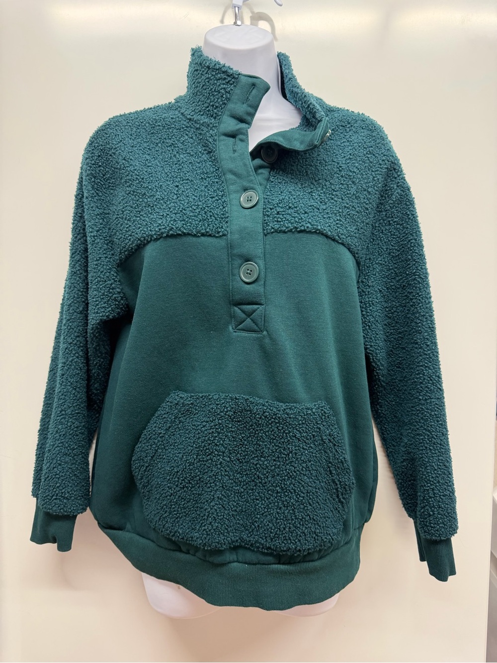Women's Teal Sherpa Snap Pullover